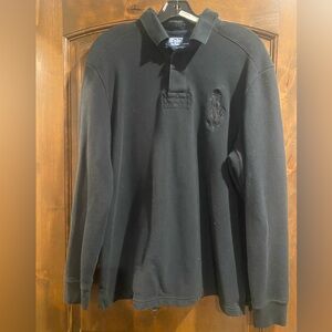 Vintage Polo by Ralph Lauren Men's Black Rugby Shirt